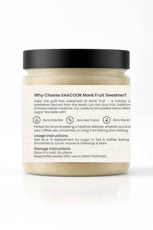Saacoor Monk Sugar | Natural Monk Fruit Sweetener 250g