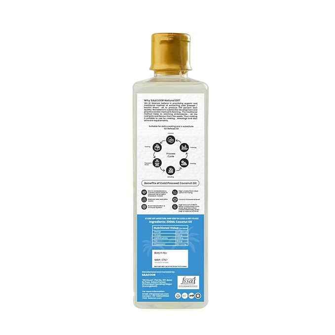 Saacoor Premium Purest Cold Pressed Coconut Oil 500ml